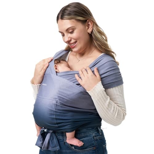 Momcozy Baby Wrap Carrier, Ergonomic Infant Slings for Newborn to Toddler 8-35 lbs, Adjustable Baby Wrap for Adult Fits Sizes XXS-XXL, Easy to Wear Baby Carriers, Gradient Blue