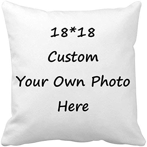 KOOK Design Your Own Photo Pillowcase Two-Sides Printed Cushion Covers Custom Cotton Throw Pillow Cases (18"x18")