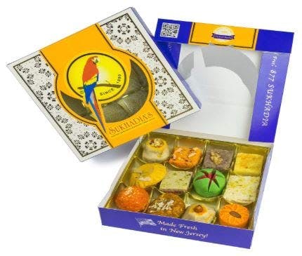 Sukhadia Sweets - Assorted Mix - 16oz box (12pc) - Indian Mithai Gift - Freshly Made In USA