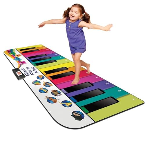 Kidzlane Floor Piano Mat for Kids and Toddlers | Giant 6 ft. Piano Mat, 24 Keys, 10 Song Cards, Built in Songs, Record & Playback, 8 Instrument Sounds | Dance Mat Toy for Boys & Girls Ages 3 Plus