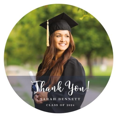 Andaz Press Photo Personalized Storybook Graduation Collection, Round Circle Gift Thank You Label Stickers, 40-Pack, Custom Image