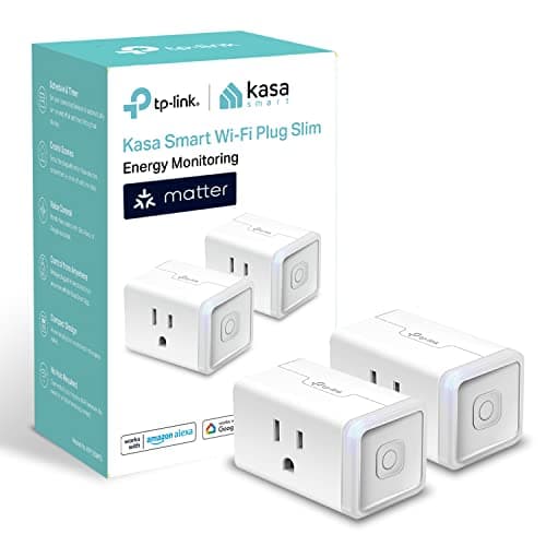 Kasa Smart Plug, Matter Compatible, Energy Monitoring, Compact Design, 15A/1800W Max, Super Easy Setup, Works with Apple Home, Alexa & Google Home, UL Certified, 2.4G Wi-Fi Only, White, KP125M(2-Pack)