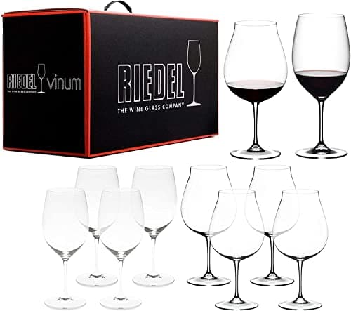 Riedel VINUM Pay 6 Get 8 Mixed Red Glass Varietal Set 4 Cabernet/Merlot and 4 New World Pinot Noir