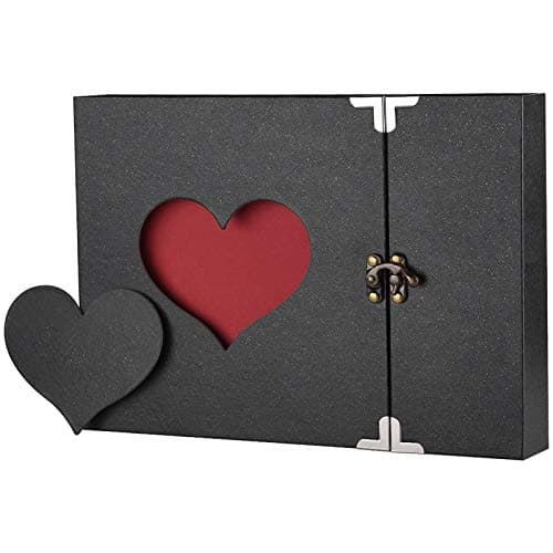 Scrapbook Firbon Handmade DIY Family Photo Albums Couples Memory Book Black Page Scrap Book for Anniversary, Christmas, Valentine's Day, Birthday (Black)