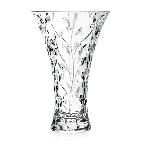 Lorren Home Trends Crystal Laurus Vase 11"-Made In Italy