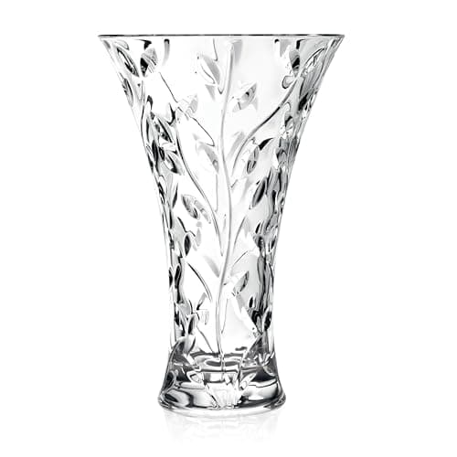 Lorren Home Trends Crystal Laurus Vase 11"-Made In Italy