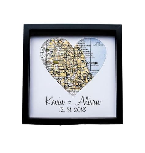 First Anniversary Paper Gift Map Heart Framed Art Paper Anniversary 1 Year 1st Anniversary Couples Anniversary