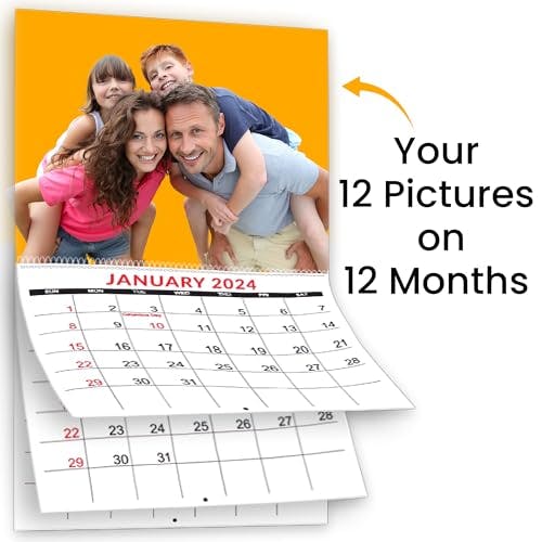 Custom Photo Wall Calendar 2024 for Home & Office - Print Your 13 Memories & Make Your Own Personalized Calendar 2024 - Customized Christmas Gift (Large 11'' x 17'' Made in USA) - 1 Pack