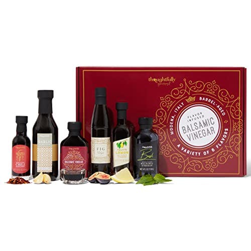 Thoughtfully Gourmet, Balsamic Vinegar Gift Set, Flavors Include Fig, Chili, Garlic and More, IGP Certified, Crafted in Modena, Italy, Halal Certified, Pack of 6