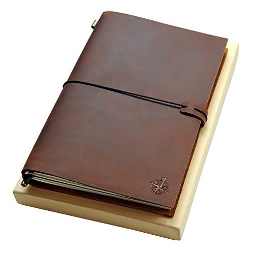 WANDERINGS Large Leather Journal - 11x7.5 inches - The Grande Refillable Travelers Notebook - Perfect for Writing, Sketching, Scrapbooks, Travelers, Extra Large, Blank Inserts