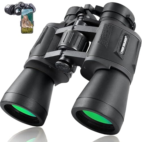 Binoculars for Adults - 20x50 High Power Binoculars for Bird Watching 28mm Large Eyepiece Waterproof Binoculars Hunting Hiking Concert Travel with Smartphone Adapter BAK4 Prism FMC Lens, Black