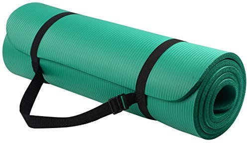Signature Fitness All Purpose 1/2-Inch Extra Thick High Density Anti-Tear Exercise Yoga Mat with Carrying Strap, Green