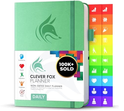 Clever Fox Daily Planner – Undated Planning Notebook with Hourly Schedule & To-Do List – Personal Day Task & Work Organizer, 6 Months (Mint)