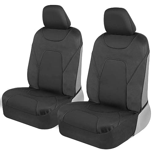 Motor Trend AquaShield Car Seat Covers for Front Seats, Black – Two-Tone Waterproof Seat Covers for Cars, Neoprene Front Seat Cover Set, Interior Covers for Auto Truck Van SUV