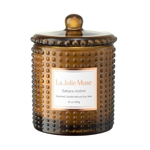 LA JOLIE MUSE Sahara Amber Candles for Home Scented, Candles Gifts for Women & Men, Luxury Glass Jar Candles, Natural Soy Candles, 75 Hours Long Burning, 10 oz