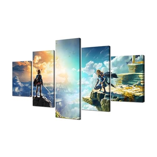Anime The Legend of Zelda Breath of The Wild and Tears of the Kingdom Gaming Poster Video Game HD Print Canvas Painting Wall Art for Living Room Decor Boy Gift (With Frame)