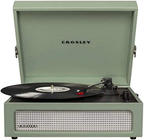 Crosley CR8017B-SA Voyager Vintage Portable Vinyl Record Player Turntable with Bluetooth in/Out and Built-in Speakers, Sage