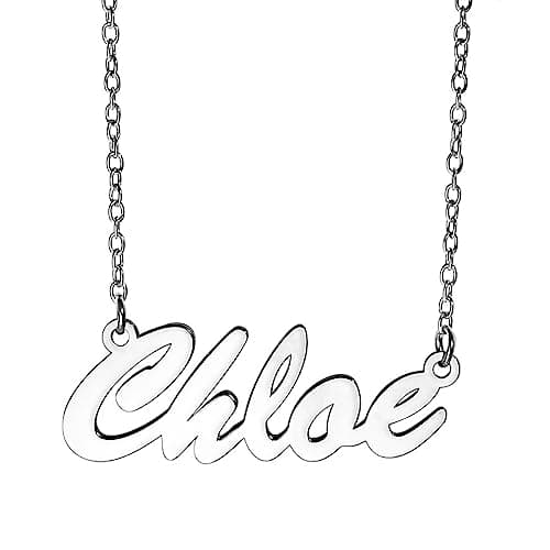 PicturesOnGold.com Custom Name Necklace For Women Personalized Name Necklace in Sterling Sliver Personalized with any Name or Word (Sterling Silver Script)