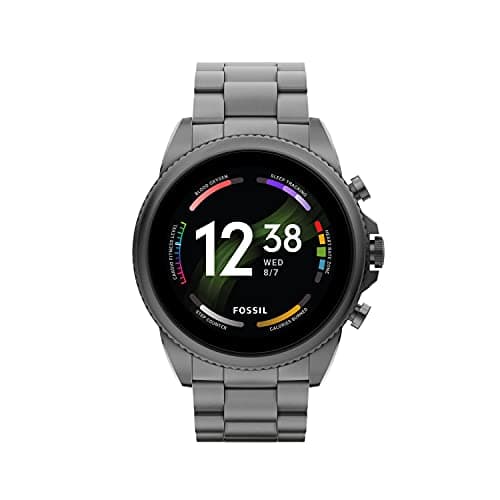 Fossil Men's Gen 6 44mm Stainless Steel Touchscreen Smart Watch, Color: Smoke (Model: FTW4059V/FTW4059R)