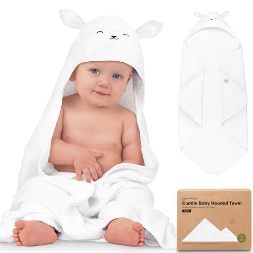 KeaBabies Baby Hooded Towel - Viscose Derived from Bamboo Baby Towel, Toddler Bath Towel, Infant Towels, Large Hooded Towel, Organic Baby Towels with Hood for Girls, Babies, Newborn Boys(Lamb)