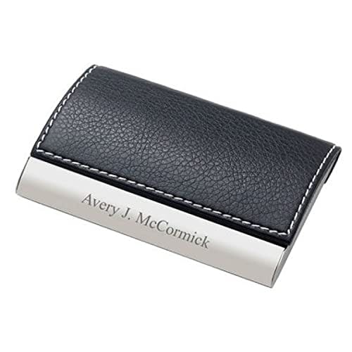 Forever Gifts USA Personalized Leatherette Business Card Case - Free Engraving