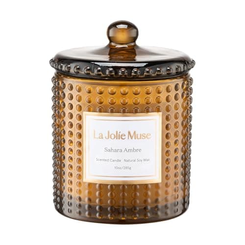 LA Jolie Muse Sahara Amber Candles for Home Scented, Candles Gifts for Women & Men, Luxury Glass Jar Candles, Natural Soy Candles, 75 Hours Long Burning, 10 oz