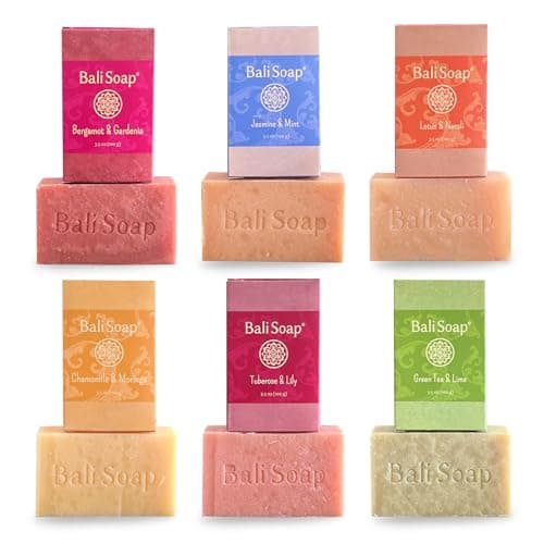 Bali Soap 6-Pack Handmade in Bali, Natural Cold Processed Bar Soap for Daily Use with Plant-Based Oils, Purifying & Refreshing, Vegan