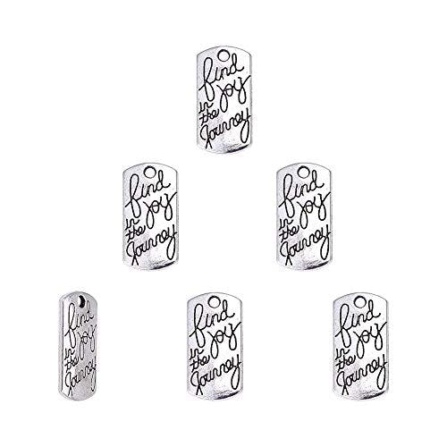 PH PandaHall 80ps Joy Charms Travel Inspirational Charms Find Joy in The Journey Pendants Antique Silver Message Word Charms Connector for Crafting Jewelry Making, Find Joy in The Journey