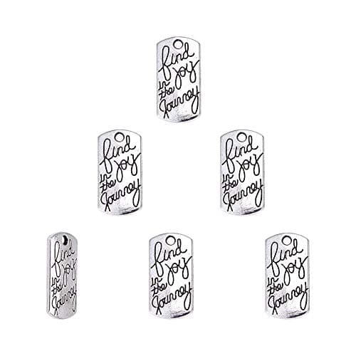 PH PandaHall 80ps Joy Charms Travel Inspirational Charms Find Joy in The Journey Pendants Antique Silver Message Word Charms Connector for Crafting Jewelry Making, Find Joy in The Journey