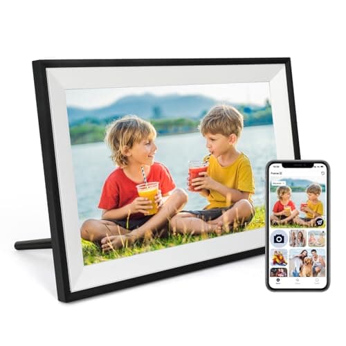 Digital Photo Frame 10.1 Inch WiFi Digital Picture Frame IPS HD Touch Screen Smart Cloud Photo Frame with 32GB Storage, Auto-Rotate, Easy Setup to Share Photos or Videos Remotely via AiMOR APP (Black)