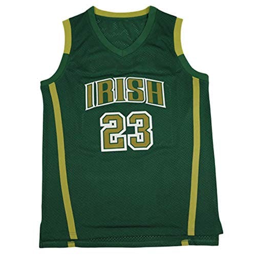 Custom Men's Lebron #23 High School Basketball Jersey Men (Green,M)