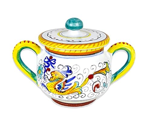 GUTE Deruta Italy Raffaellesco Sugar Bowl | Handcrafted & Handpainted Italian Ceramics | Authentic Italian Pottery Handmade in Deruta, Italy