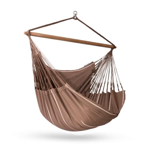 La Siesta® XL King Habana Cotton Hanging Hammock Chair, Indoor Outdoor Hammock Swing Chair, Boho Hanging Chair Bedroom Patio, Max 355 Lbs, Chocolate