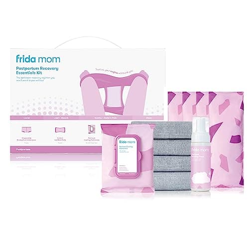 Frida Mom Postpartum Recovery Essentials Kit, New Mom Gifts, Cooling Pad Liners, Ice Maxi Pads, Disposable Underwear, Perineal Healing Foam (11pc Set)