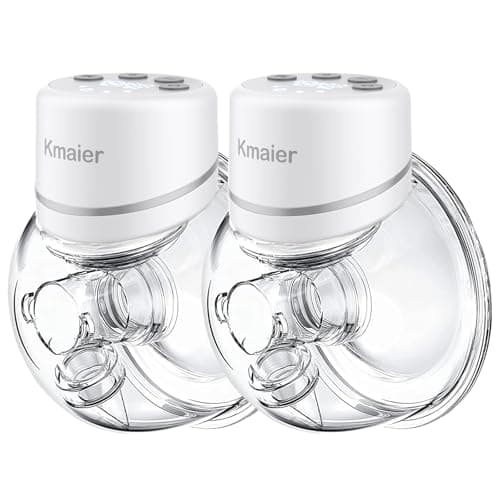 kmaier Wearable Breast Pump, Hands Free Breast Pump, Portable Electric Pump with LED Display, Ultra-Quiet and Pain Free- 4 Modes & 12 Levels, 24mm Flange, 2 PackPack