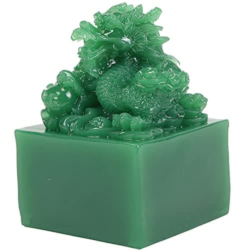 Seyee-bro Chinese Dragon Statue - Man-Made Stone Imperial Jade Seal Crafts - Year Zodiac Dragon Sculpture Home Decoration Figurine Accessories Tabletop Statue