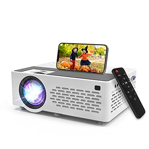 Aokang Projector, Mini Projector 1080P Full HD Supported, Portable Outdoor Movie Projector Compatible with Smartphone,TV Stick, PS4 & X-Box, PC, Smartphone/Tablet, USB TF, White.