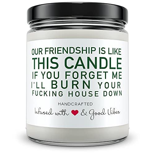 Friend Gifts for Women- Soy Wax Funny Gifts for Birthday Gifts for Friends Female- Hand Poured in The USA - 9 oz - Raspberry Vanilla, Cotton Wick, Cute Christmas Friendship Gifts Ideas