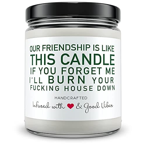 Friend Gift for Women- Soy Wax Funny Gift for Birthday Gifts for Friends Female- Hand Poured in The USA - 9 oz - Raspberry Vanilla, Cotton Wick, Cute Christmas Friendship Gifts Ideas