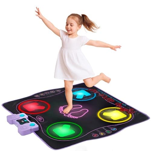Kidzlane Electronic Dance Mat for Kids 8-12, Wireless Kids' Dance Pad with Bluetooth/AUX, Built-in Music, 5 Challenge Levels, 4 Modes - Interactive Toys for Children, Ages 6 and Up