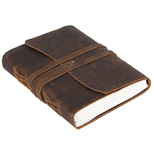 Handmade Leather Journal | Writing Diary | Bound Daily Notepad For Men & Women Unlined Paper Medium, writing pad gift for artist, sketch