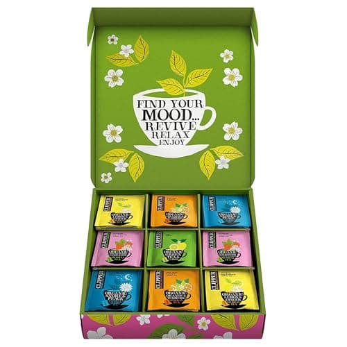 Clipper Tea Organic Herbal & Green Tea Selection/Sampler, Gift Box - Eco Friendly, Self Care, Fair Trade. Assorted Individually Wrapped Tea Bags, 1 box, 45 Unbleached Tea Bags, Gifting