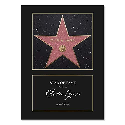 Personalized Hollywood Walk of Fame Star Black Border Extra Print, Unframed