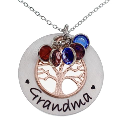 Personalized Family Tree Grandma or Mom Necklace, Custom Grandmother's Mother Birthstone Generations Jewelry, Gift for Nana