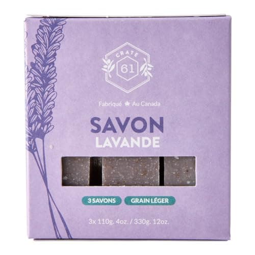 Crate 61 Organics, Handmade Vegan Natural Bar Soap Cold Pressed For Face And Body, With Premium Essential Oils, Eucalyptus & Peppermint For Men And Women 3 Pack (Lavender)