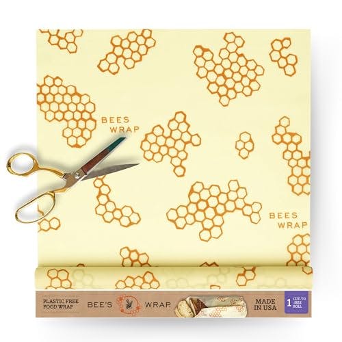 Bee's Wrap Reusable Beeswax Food Wraps Made in the USA, Eco Friendly Beeswax Wraps for Food, Sustainable Food Storage Containers, Organic Cotton Food Wrap, XXL Cut To Size Wax Paper Roll, Honeycomb