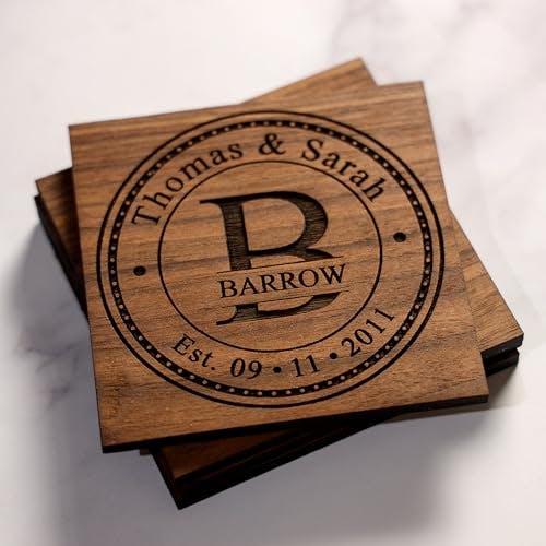 Personalized Coasters for Anniversary Gifts, Wedding Gifts, or Personalized Gifts | Choose Set Size (4, 6, 8, 16) | Handmade Wedding Gifts for Couples 2024