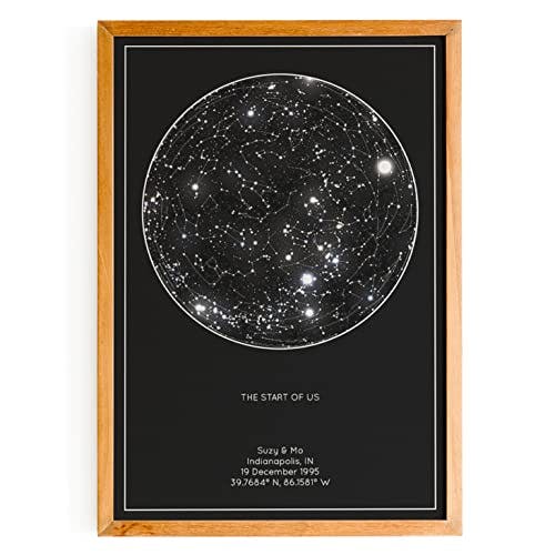 West Clay Company Personalized Star Constellation Map | Unframed - Multiple Sizes | Minimal Star Chart for Home | Gifts for Women, Men, Valentine’s Day | Night Sky Custom Poster