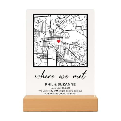 Where We Met Map Plaque - Personalized Map Our First Date Sign - Gift for Her, Acrylic Plaque, Custom Location, Couples Romantic Gift