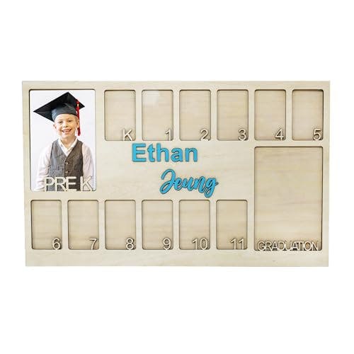 BEFOVE School Years Picture Frame Personalized Graduation Photo Frame K-12 Picture Collage Frame Customized School Days Picture Frame with Any Name Kindergarten to Graduation Picture